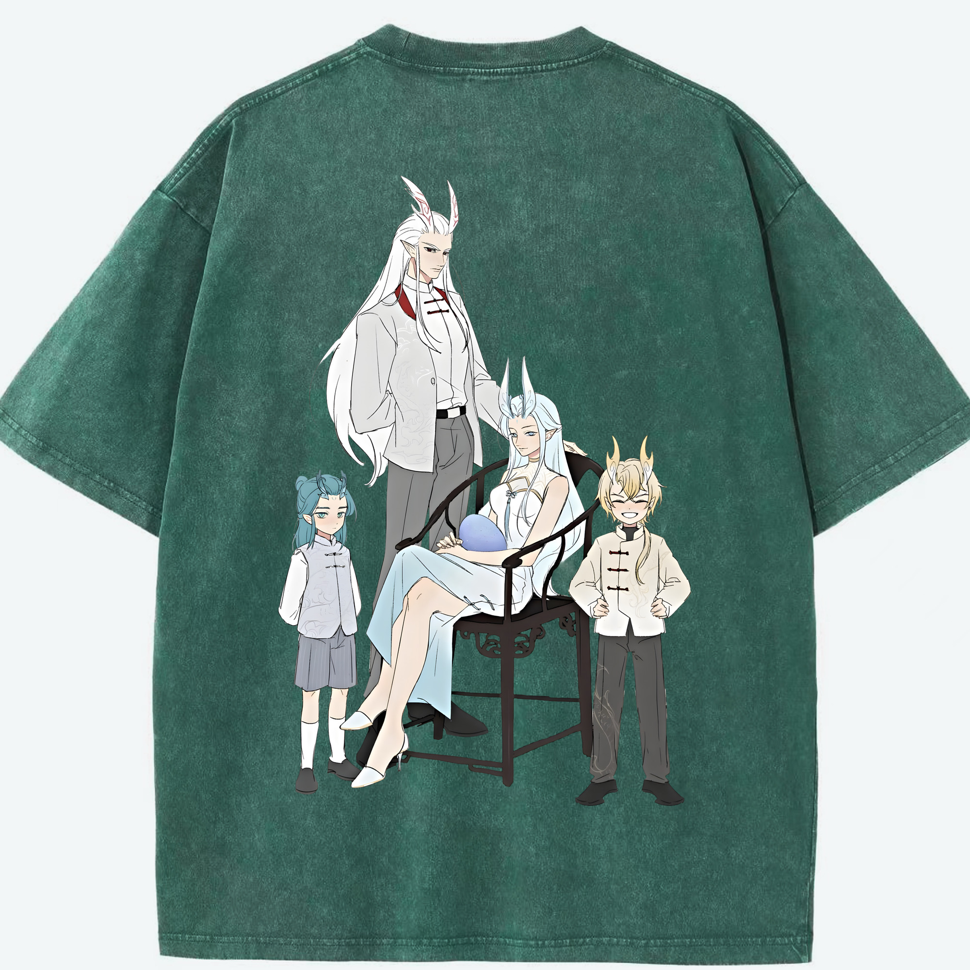 （画像用） Ne Zha 2 ナタ 魔童の大暴れ 綿100% ヴィンテージ風 半袖Tシャツ（背面プリント）